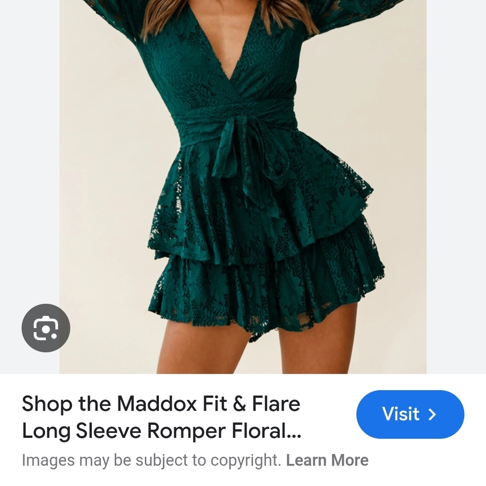 Selfie Leslie Emerald Green Lace Long Sleeve Dress